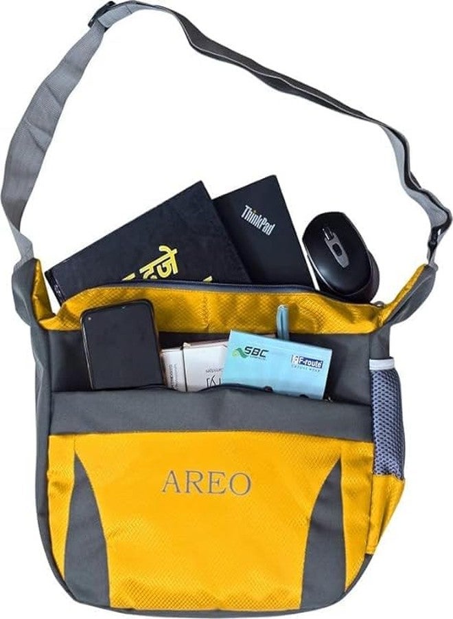 Areo- Travel Office Business Messenger Shoulder Bag for Men & Women, Sturdy messanger for collage, messanger bag made of Polyester for Adults,Men and Women (Pack of 1) Yellow - Image 2